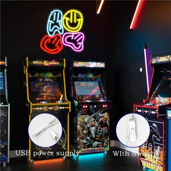 Smile Faces Neon LED Colorful Wall Sign Cool Unique Design - Picture 3 of 8